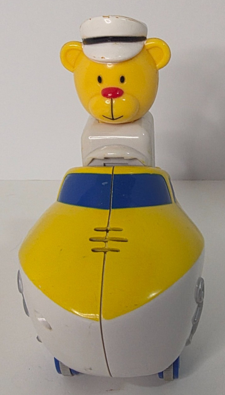 Bear Sailor Speedboat Toy Yellow White Blue Wheels Nautical Untested
